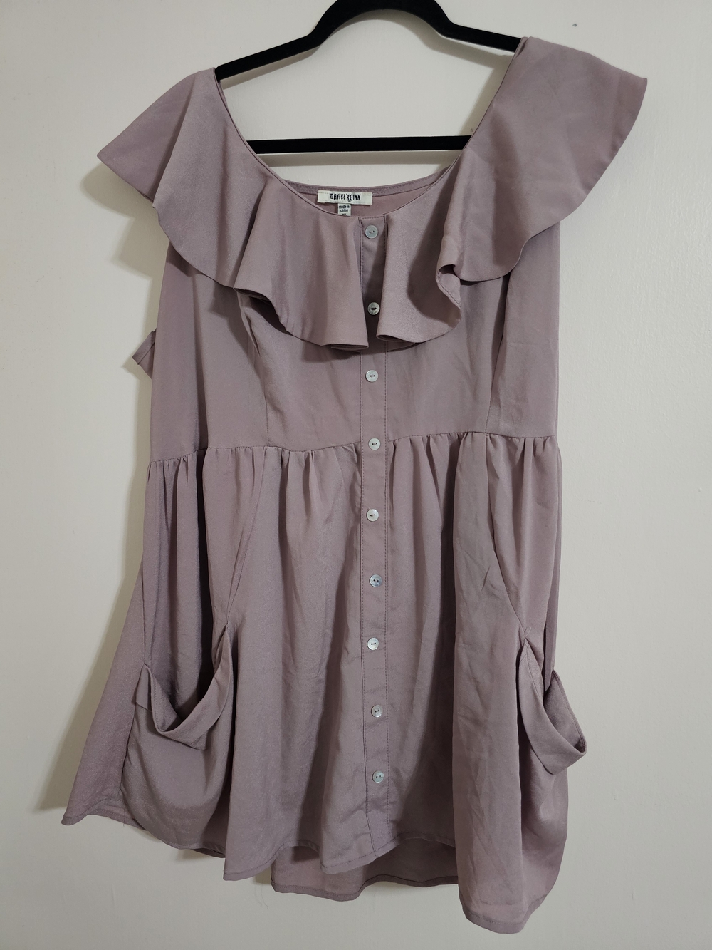 Daniel Rainn 2X Ruffle Button Tunic in Dusty Mauve